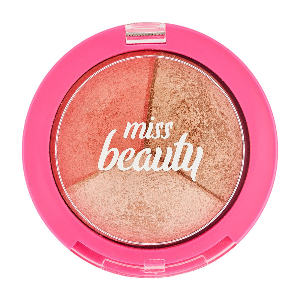 GOLDEN ROSE Румяна и хайлайтер для лица Miss Beauty Glow Baked Trio, 6,5 г #1