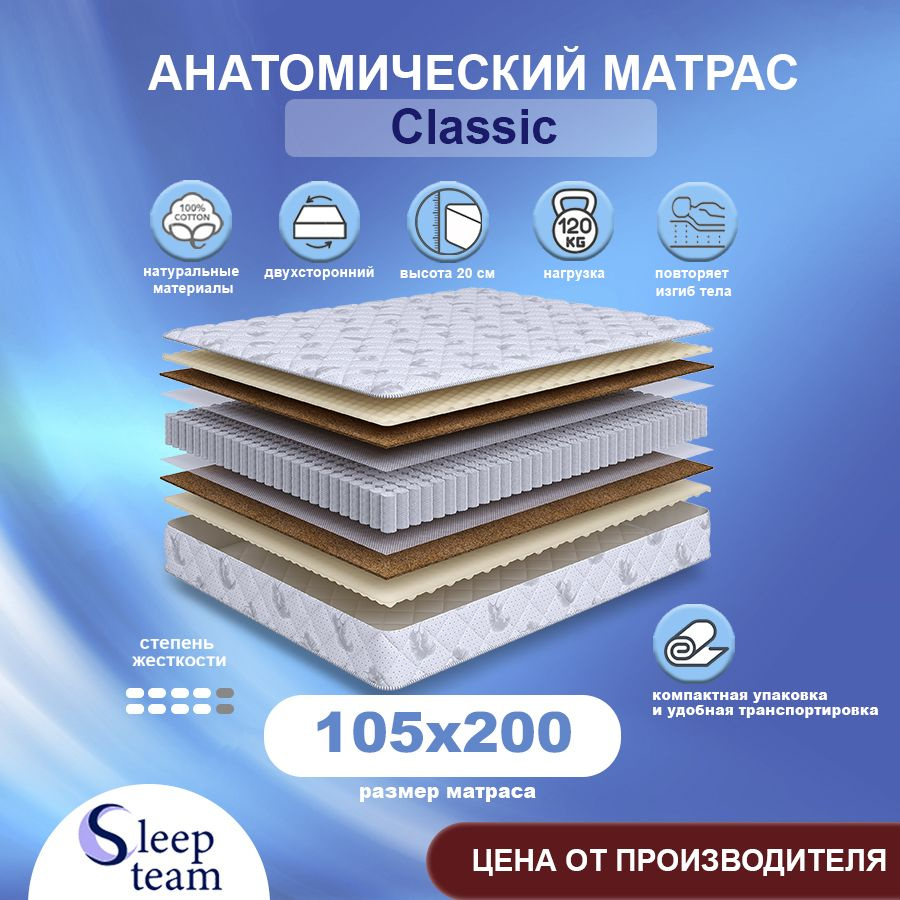 Sleepteam Матрас Classic, Независимые пружины, 105х200 см #1