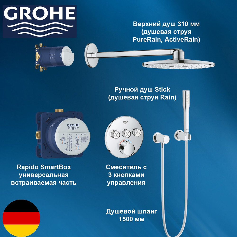 Душевая система со смесителем встроенным, цвет: хром GROHE SmartControl Concealed 34709000  #1