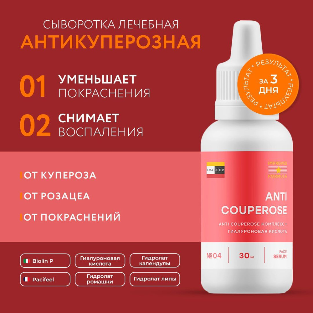 Антикуперозная сыворотка для лица ANTI COUPEROSE от купероза, розацеа и сосудистых звездочек, устраняет #1