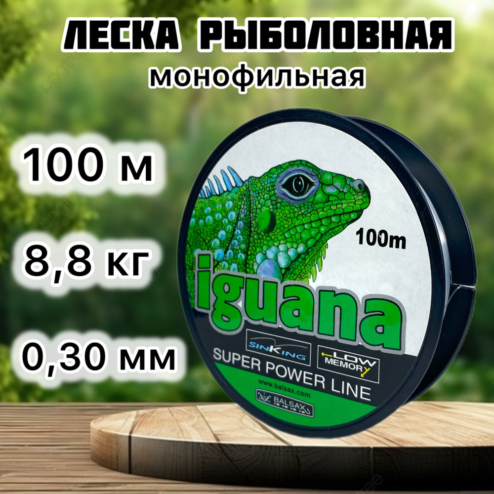 Леска для рыбалки 0,3 мм, 8,8 кг, леска рыболовная Iguana #1