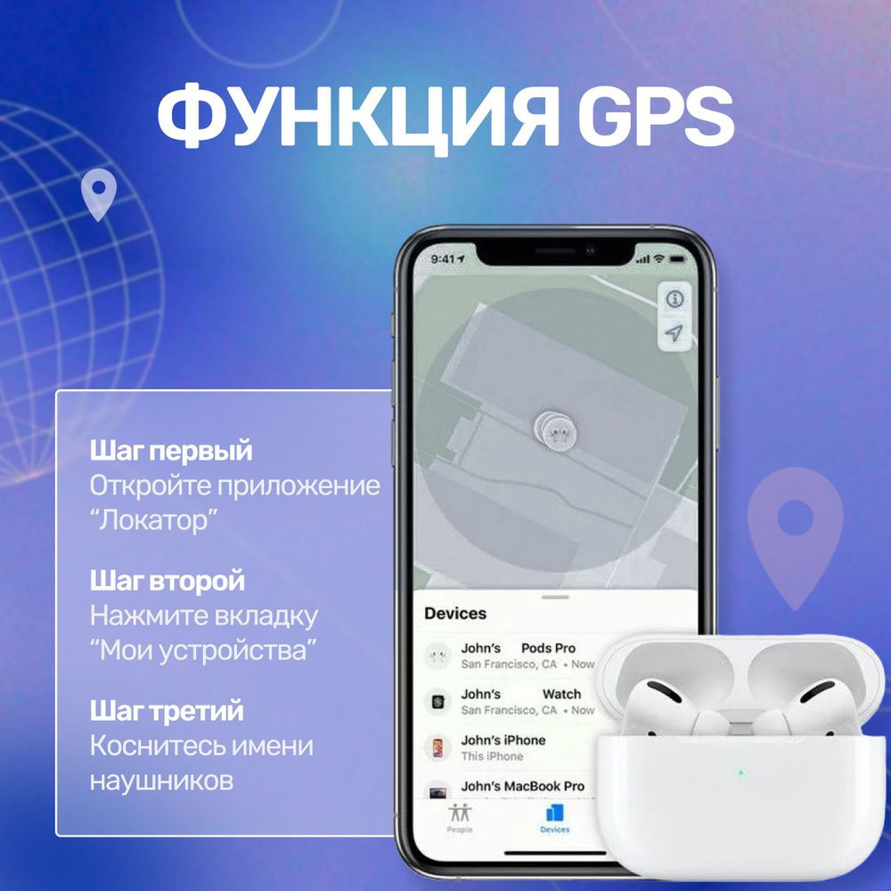 Беспроводные наушники Pro DELUXE , Цвет белый/ Bluetooth наушники/ Гарнитура PRO  #1