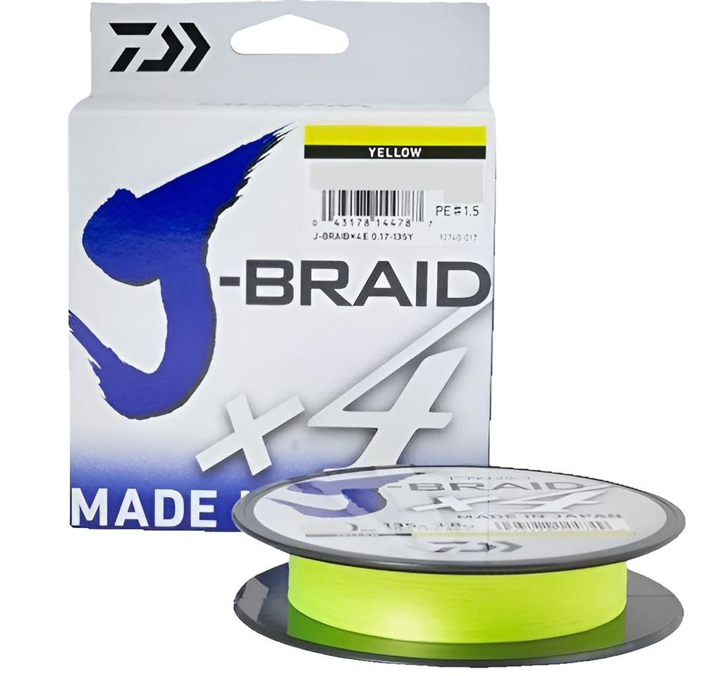 Шнур DAIWA J-BRAID X4E 0.33 MM-135M YELLOW #1