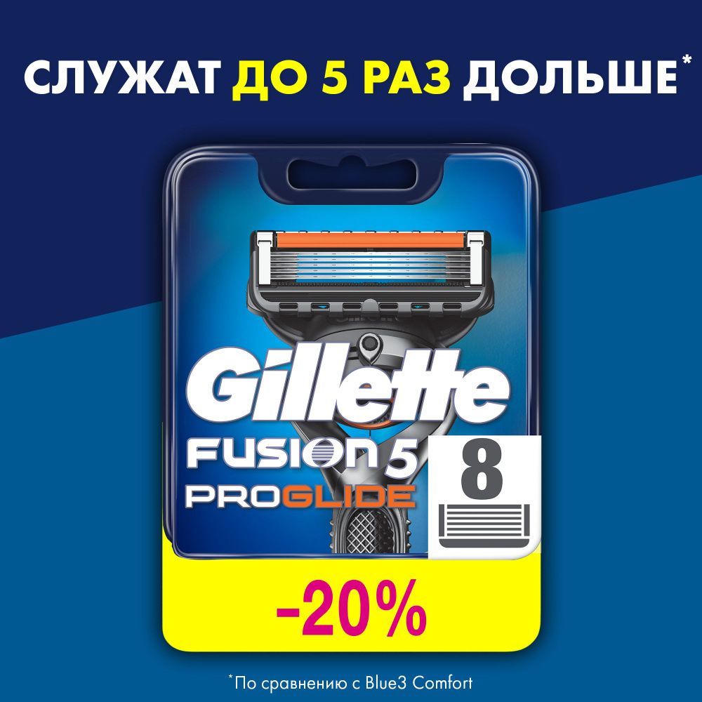 Cменные кассеты Gillette Fusion ProGlide для мужской бритвы, 8 шт, с 5 лезвиями, с точным триммером для #1