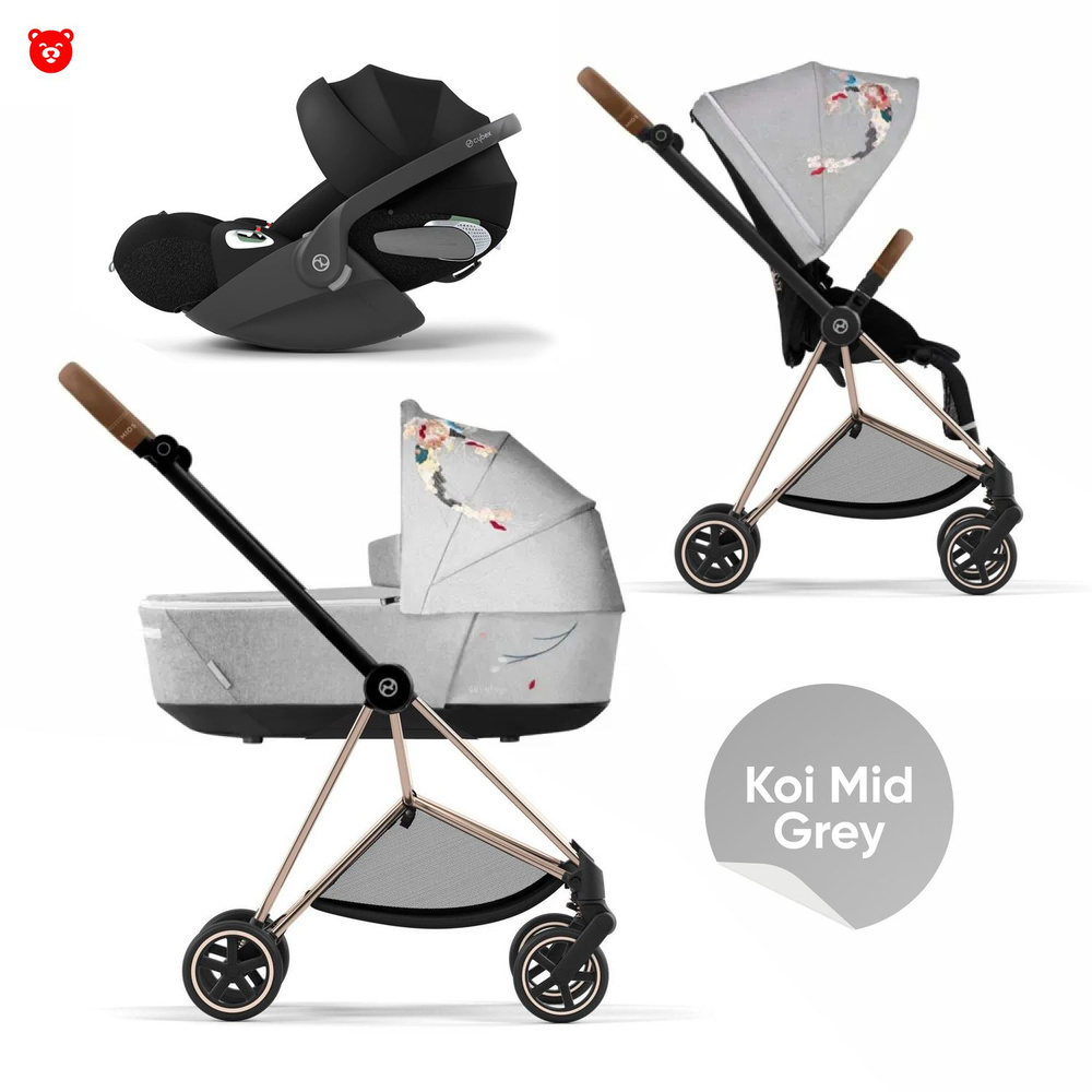 Cybex Mios III Коляска 3 в 1, шасси Rose Gold, текстиль Koi mid Grey #1