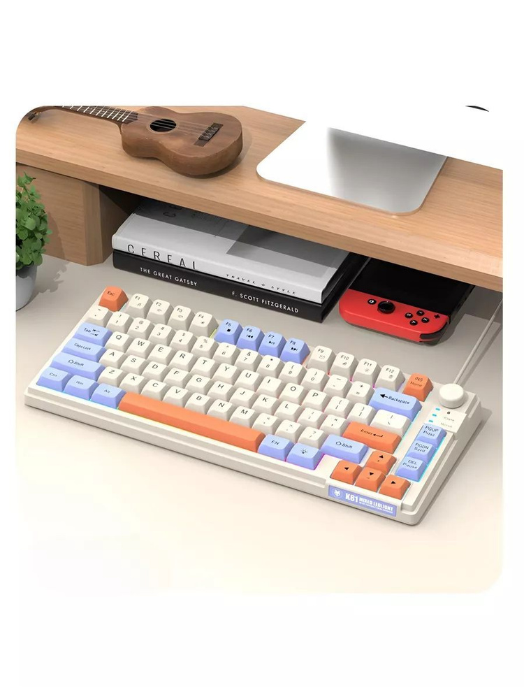 XUNFOX Игровая клавиатура проводная Клавиатура, (Cherry MX Blue), Русская раскладка, белый, голубой  #1