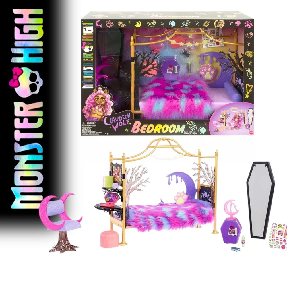 Мебель для кукол Monster High - Спальня Clawdeen Wolf, комплект с мебелью - Монстр Хай Клодин Вульф HHK64 #1