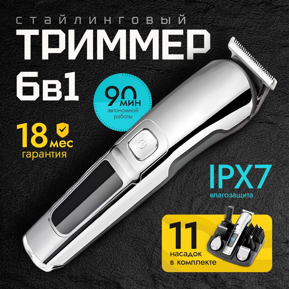 Триммер для бороды и усов GROOMING KIT PRO / триммер для бритья с насадками 11в1  #1