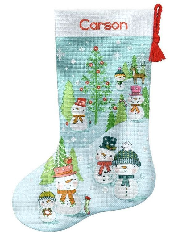 Набор для вышивания Dimensions Snowman Family Stocking (Сапожок Семья снеговика) 70-08996  #1