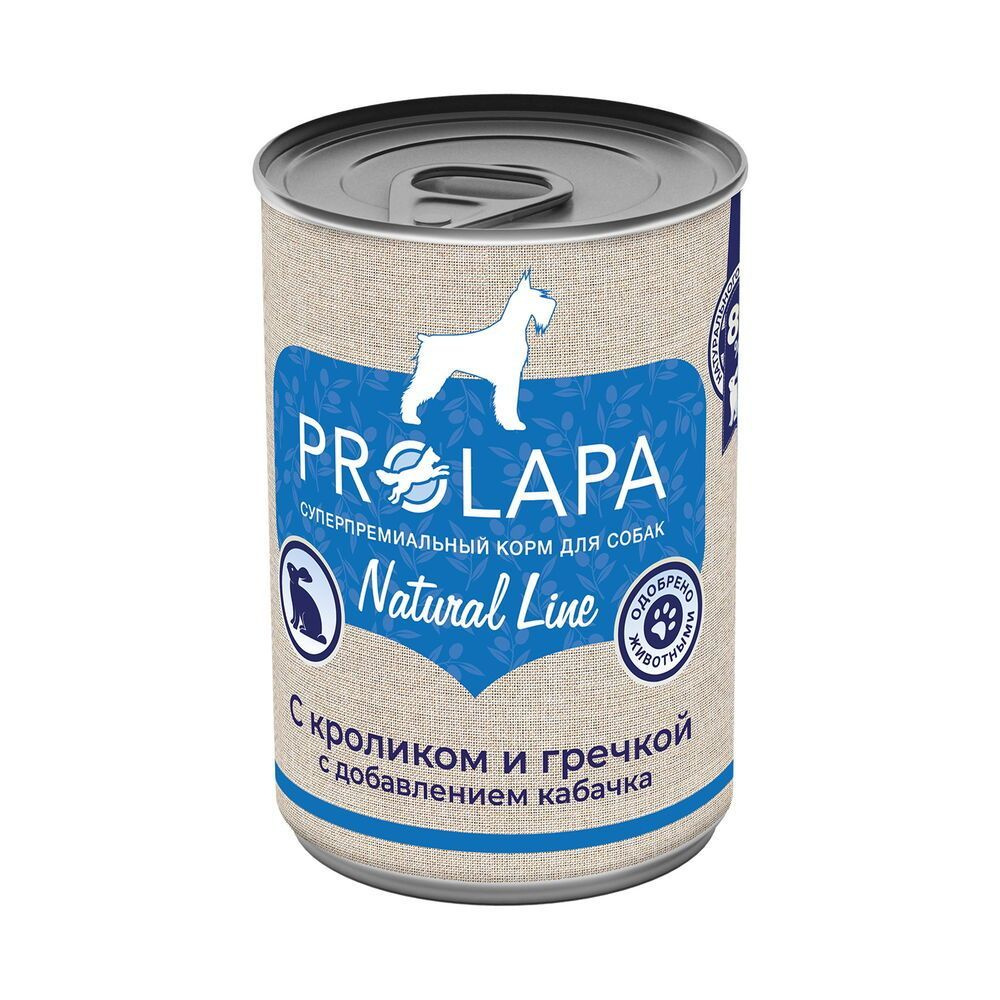 Prolapa Natural Line консервы для собак с кроликом, гречкой и кабачком 6шт*400гр  #1