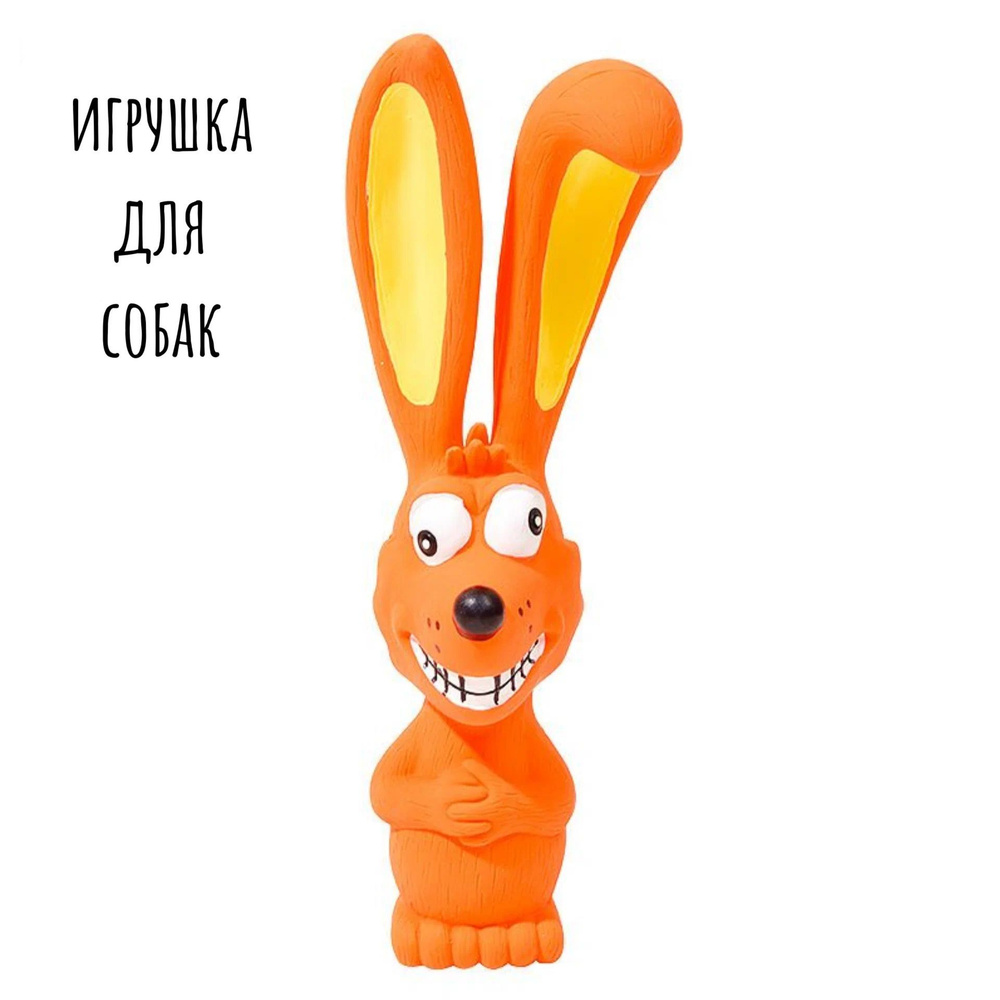 Игрушки для собак/Игрушка пищалка для собак/ Пёсик с пищалкой, 16,5х6х5 см, оранжевый  #1