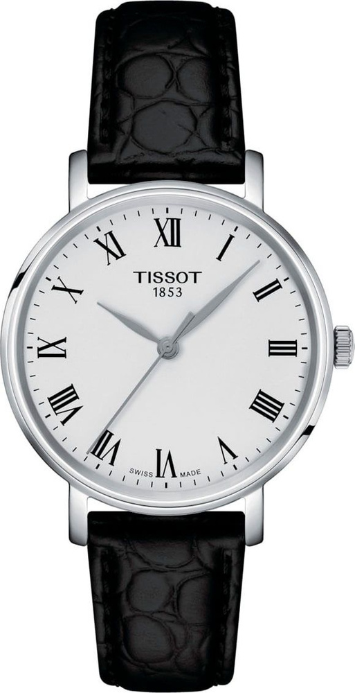 Швейцарские кварцевые наручные женские часы Tissot Everytime T143.210.16.033.00 на кожаном ремешке, с #1