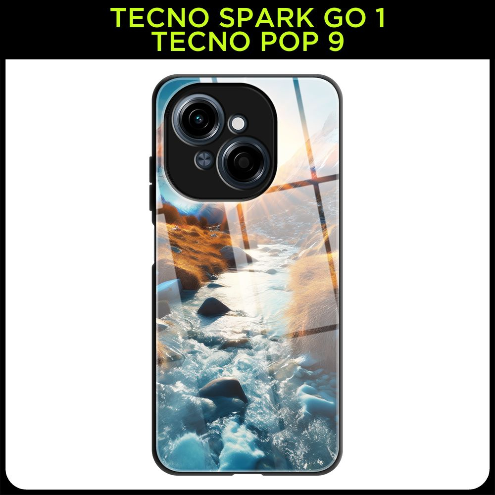 Стеклянный чехол на Tecno Spark Go 1/Tecno POP 9 / Техно Спарк Го 1/Техно ПОП 9 с принтом "Закат над #1