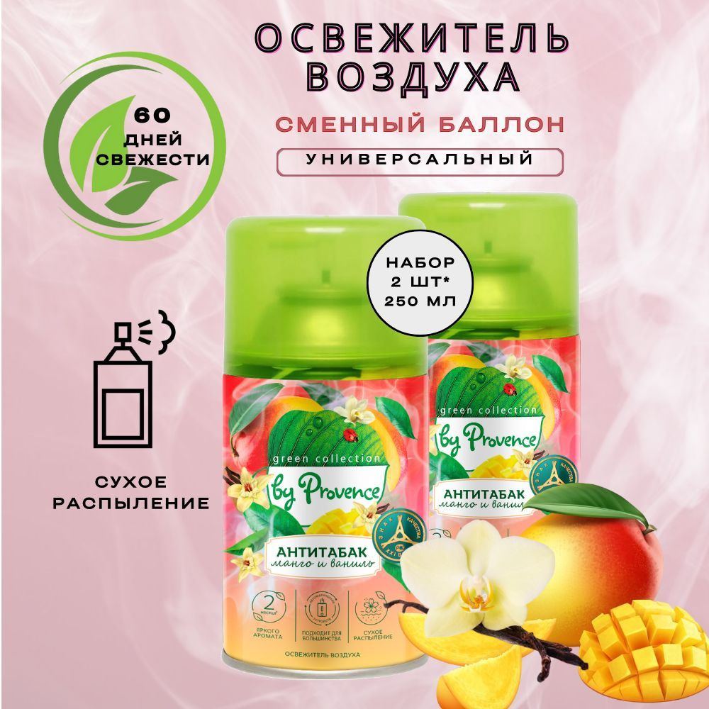 Green collection By Provance Освежитель воздуха сменный баллон для диспенсера Антитабак, 250 мл 2 шт #1