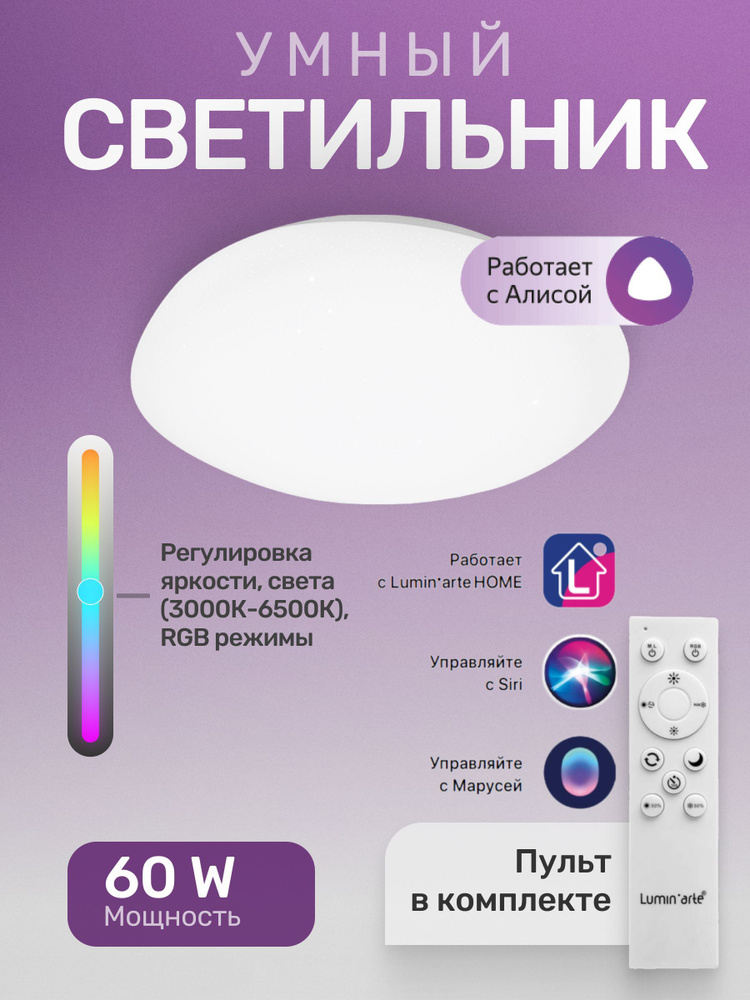 Умный светодиодный светильник CLL2260WRGB-METEOR-I 60W 3000-6500K с ПДУ  #1