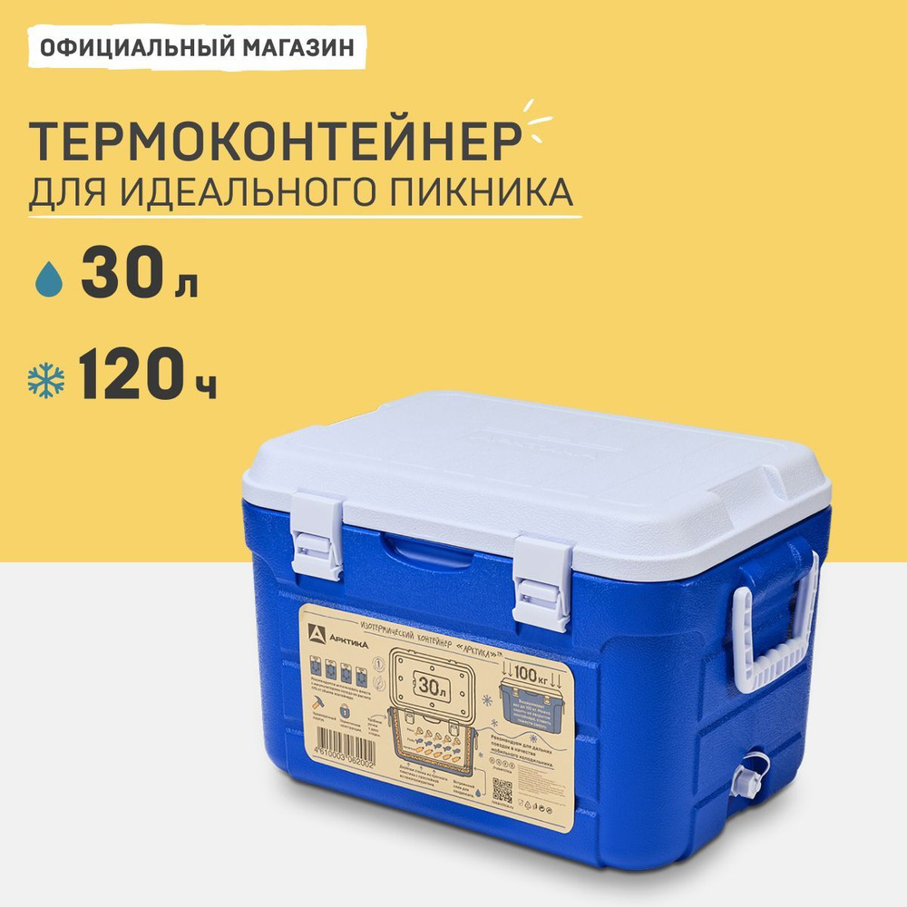 Арктика термоконтейнер для продуктов и напитков 2000-30 термобокс 30 литров в лодку, переносной мини #1