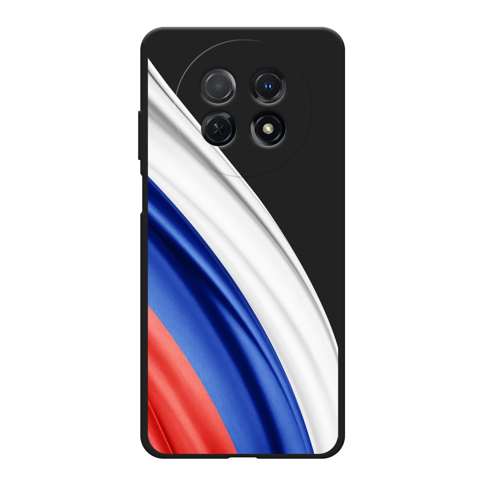 Матовый силиконовый чехол на Huawei Nova Y91 / Хуавей Нова Y91 "Флаг России уголок - 23 февраля", черный #1