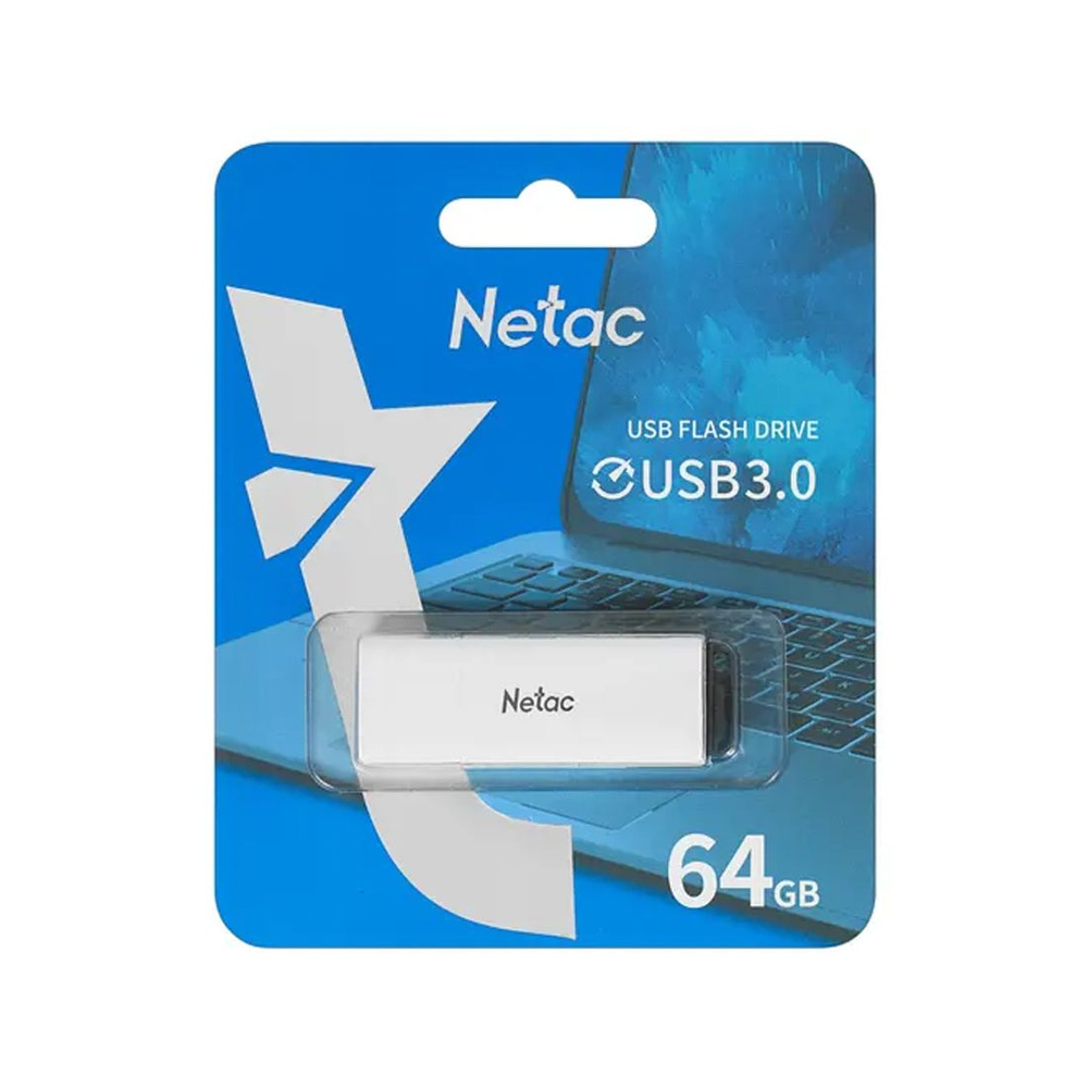 Netac USB-флеш-накопитель Накопитель USBNetac NT03U185N-064G-30WH 64GB 64 ГБ, белый  #1