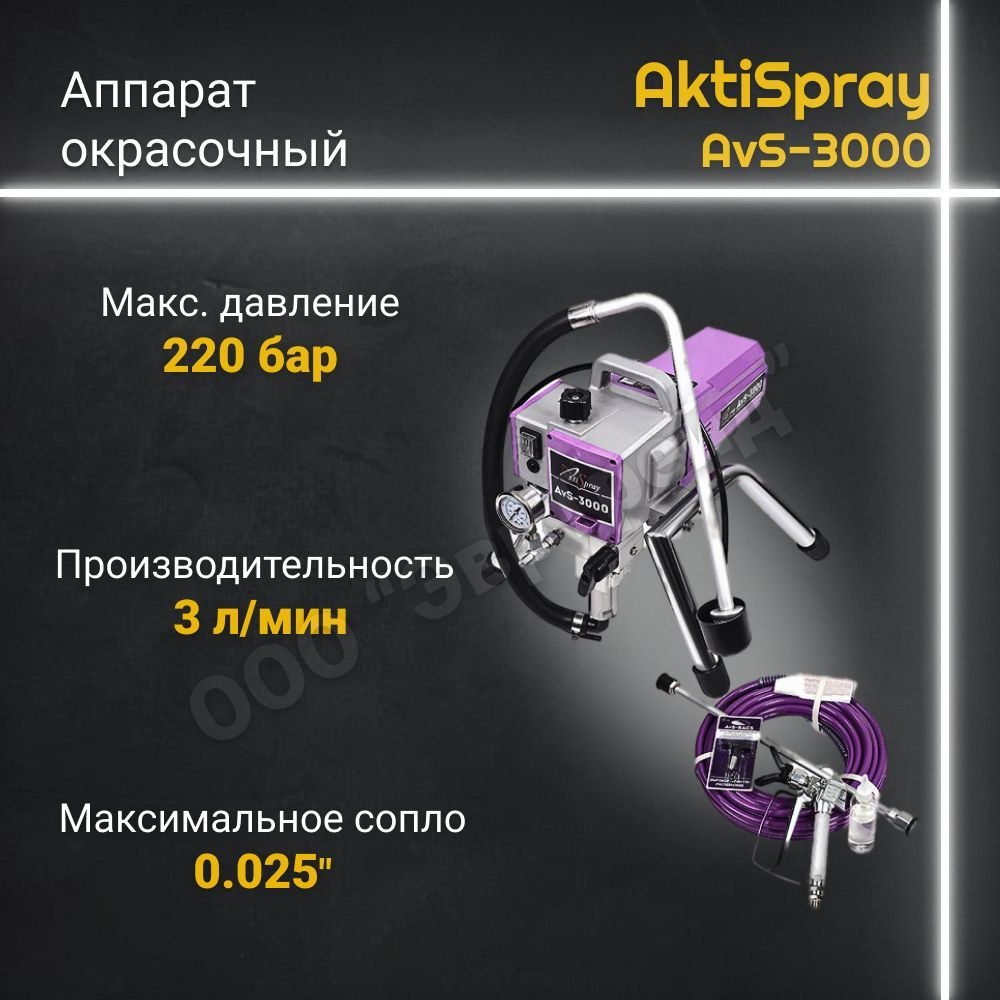 Аппарат окрасочный AktiSpray AvS-3000, комплект (3,0 л/мин, 220 бар, 1600 Вт, 220 В, 50 Гц) AvS-3000 #1