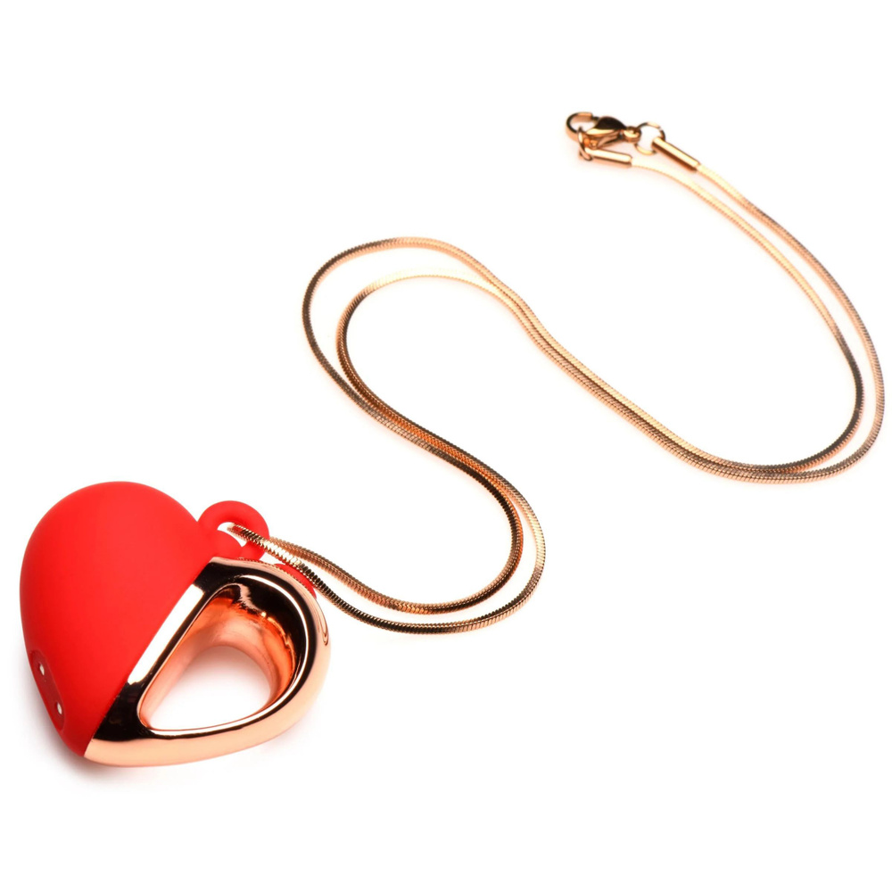 Красное ожерелье с подвеской-вибратором 10X Vibrating Silicone Heart Necklace, XR Brands, красный  #1