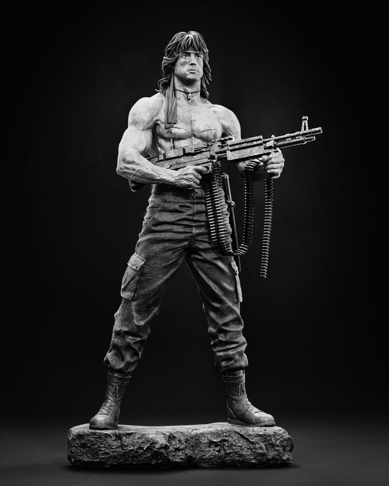 Фигурка rambo (не окрашенная - серого цвета, сборная из частей модель) уникальная  #1