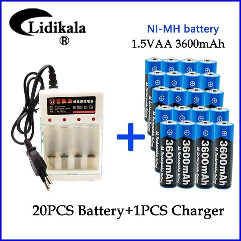 Новый 3600mah 1.5V AA Щелочной аккумулятор AA Заряжаемый аккумулятор с зарядным устройством  #1