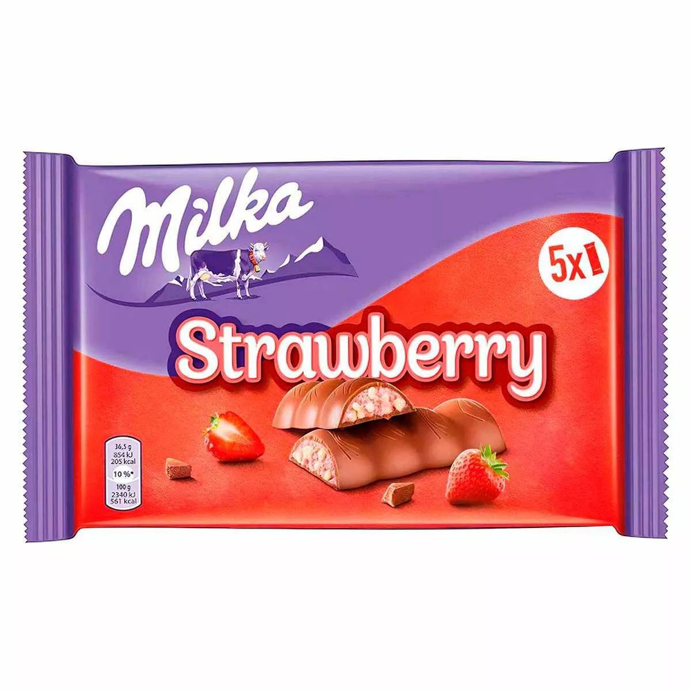 Батончик Milka Riegel Strawberry Клубника 5er, 185 гр #1