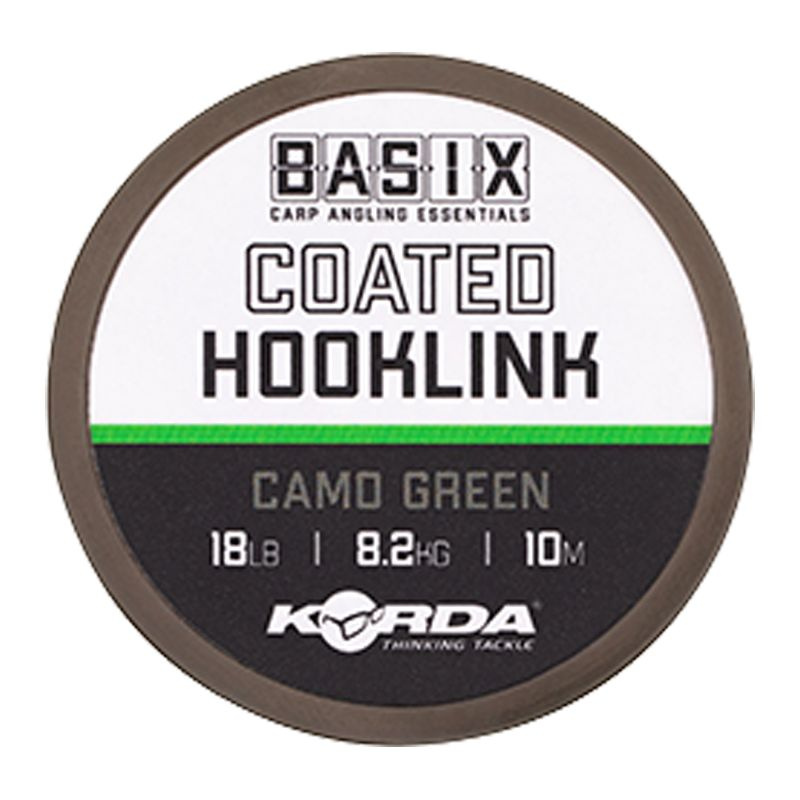 Поводковый материал KORDA Basix Coated Hooklink 18lb 10м Camo green #1