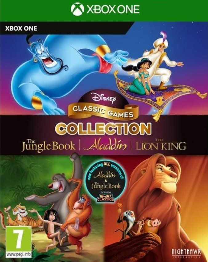 Диск с Игрой Disney Classic Games: The Jungle Book, Aladdin and The Lion King (Книга джунглей, Аладдин и Король Лев) (Xbox One/Series X). Новый лицензионный запечатанный диск.