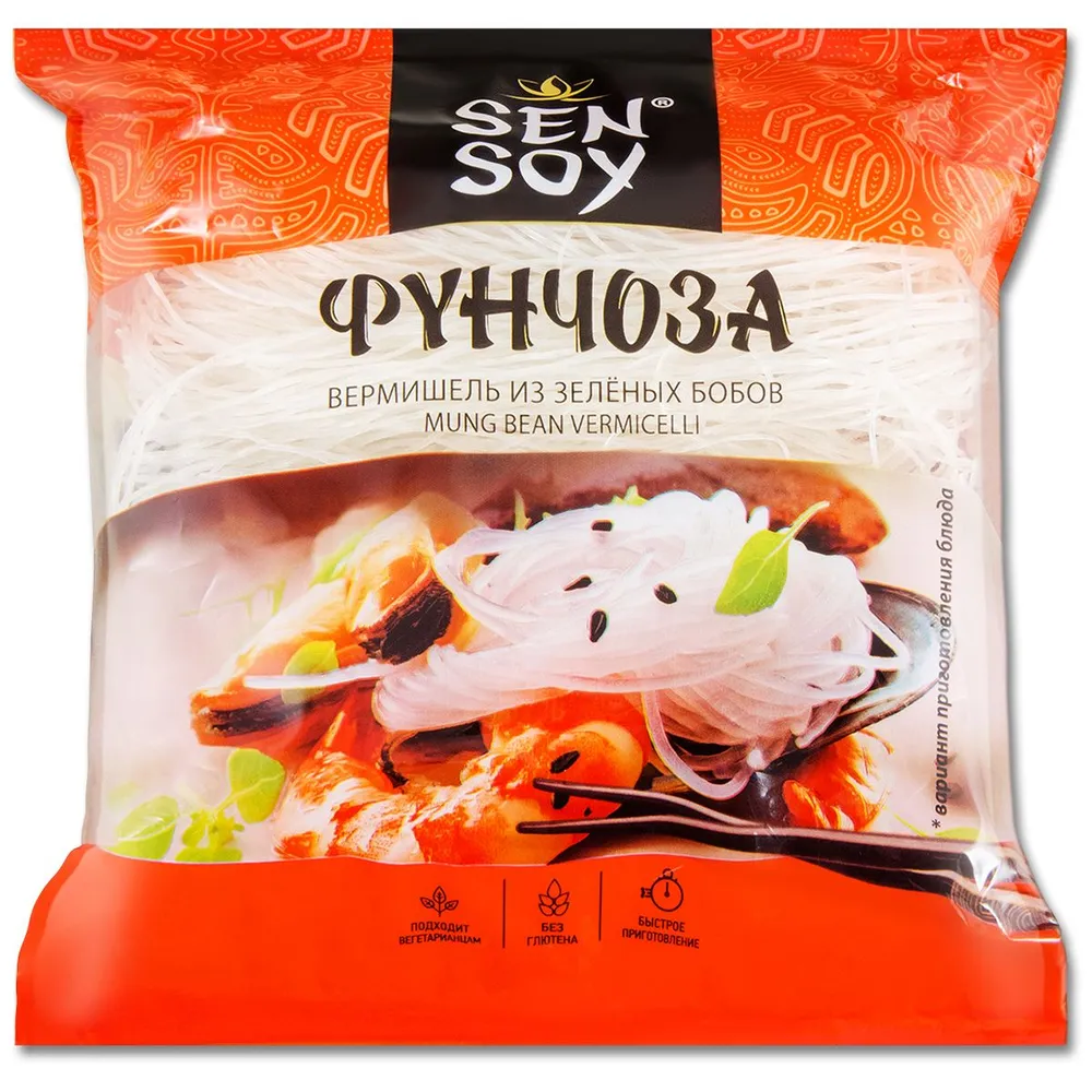 Վերմիշելի SenSoy «Funchoza» կանաչ լոբիից, 100 գ, 1 հատ.n