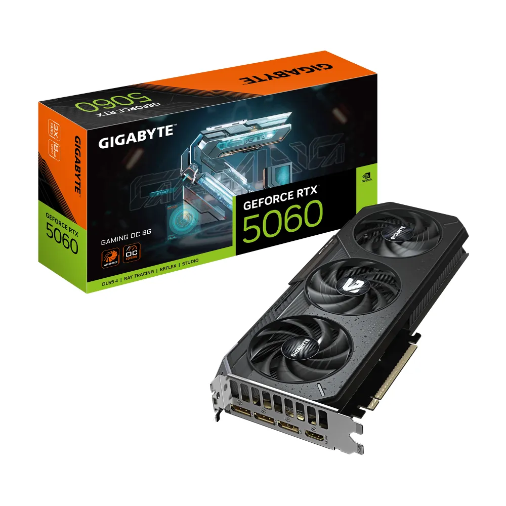 Gigabyte Видеокарта GeForce RTX 5060 GAMING OC 8 ГБ (GV-N5060GAMING OC-8GD)