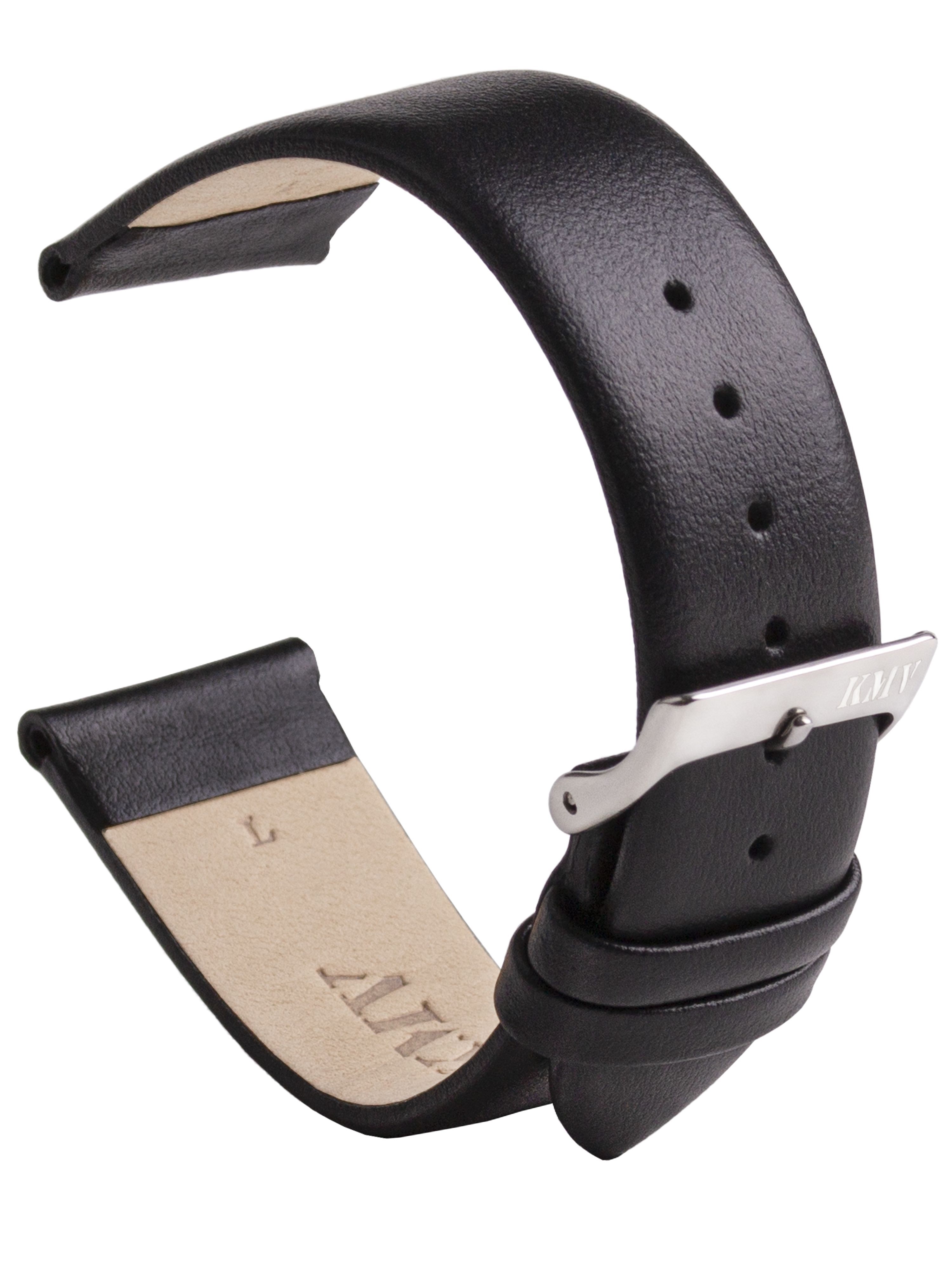 Ремешокдлячасов20мм,кожаный,черныйKMV