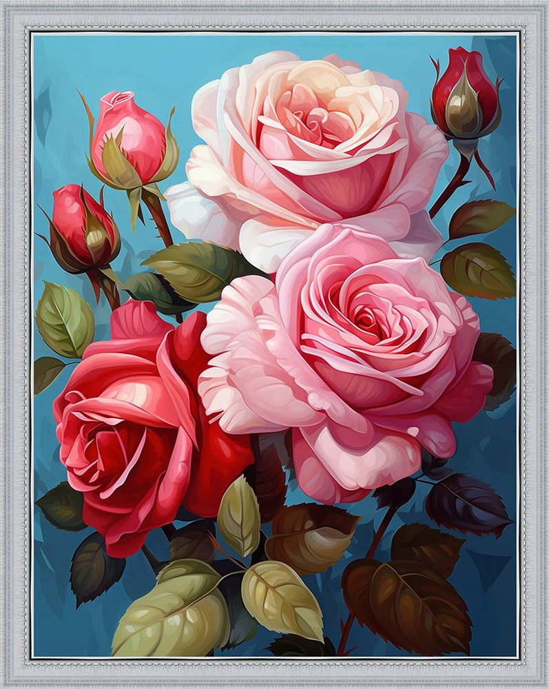 Алмазная мозаика WB11171 "Розы" круглые стразы 40х50 см #1