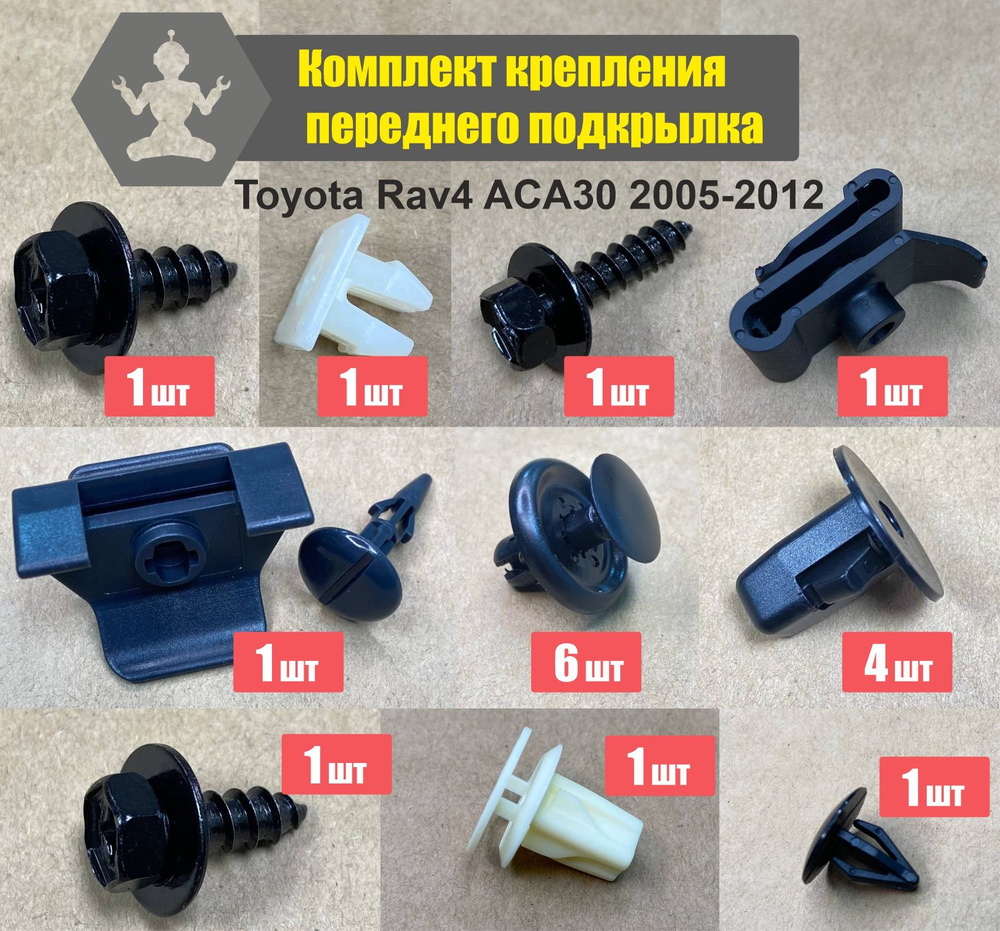 Комплект автокрепежа переднего подкрылка Toyota Rav4 ACA30 2005-2012  #1