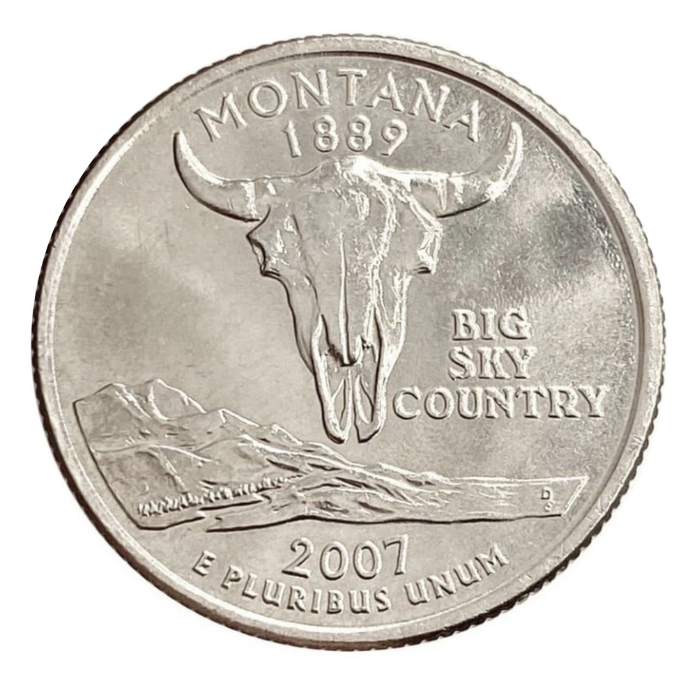 Монета 25 центов Монтана. Штаты и территории. США D 2007 UNC #1