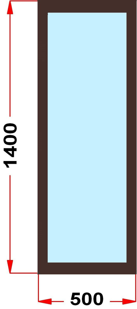Окно из профиля Grunder 60 мм (1400 x 500), не открывающееся, стеклопакет 2 стекла, темно-коричневое #1