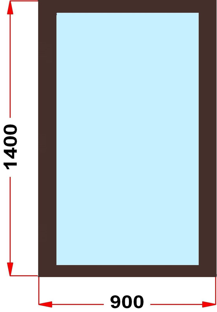 Окно из профиля Grunder 60 мм (1400 x 900), не открывающееся, стеклопакет 2 стекла, темно-коричневое #1