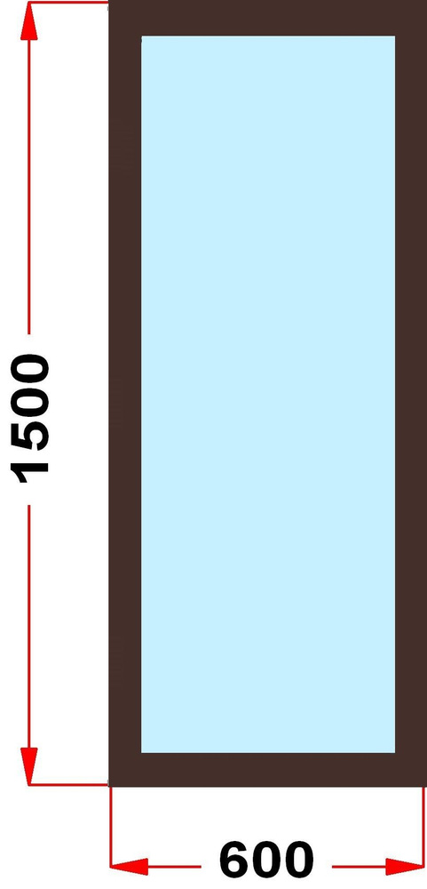 Окно из профиля Grunder 70 мм (1500 x 600), не открывающееся, стеклопакет 3 стекла, темно-коричневое #1