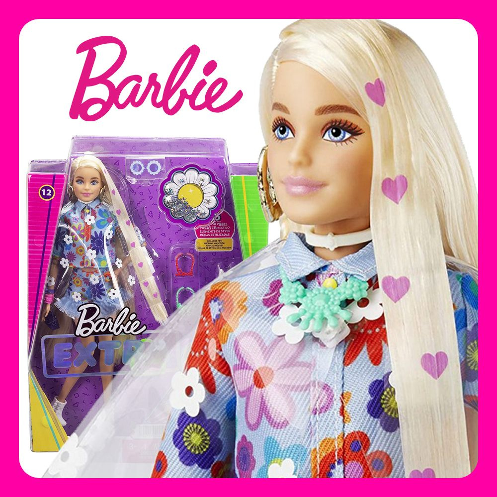 Кукла Барби Экстра - Блондинка с сердечками (Barbie Extra Doll #12 in Floral 2-Piece Fashion & Accessories, #1
