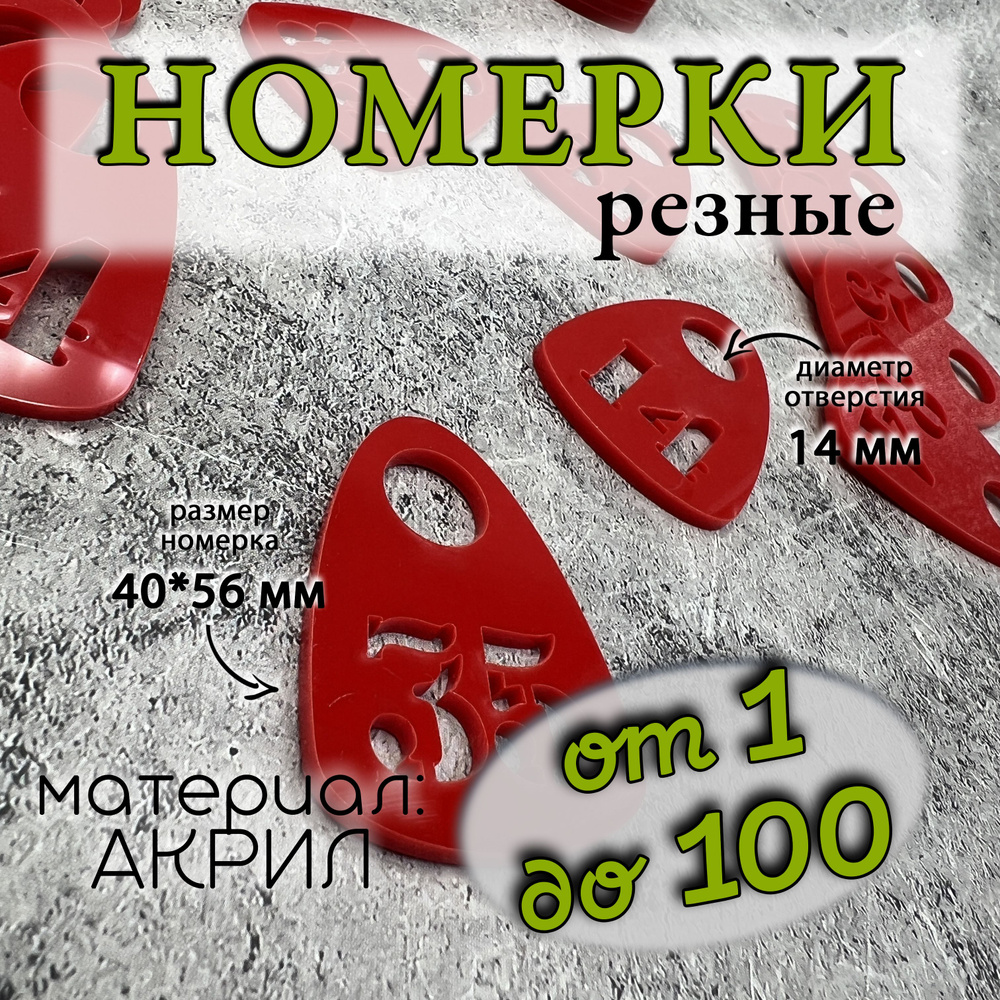 Номерки для гардероба акриловые, 1-100 #1