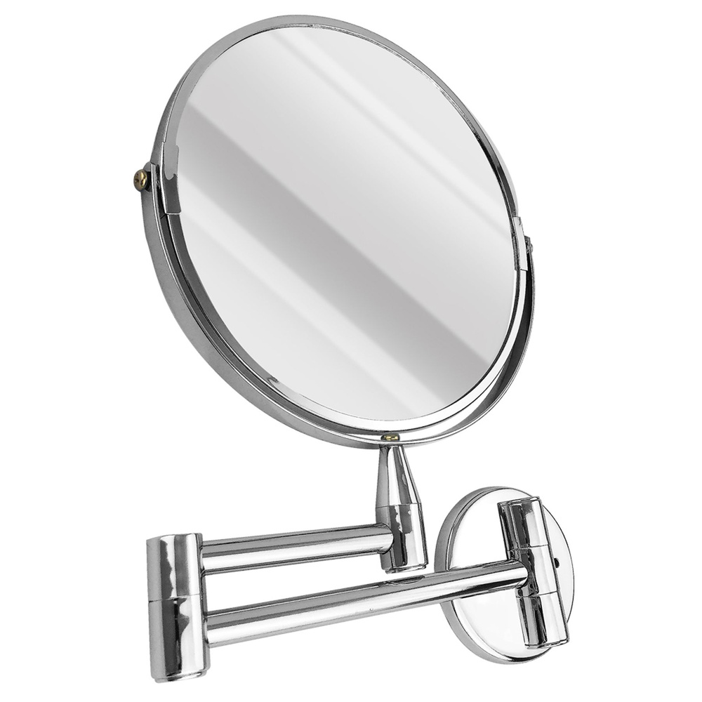 Зеркало косметическое настенное, большое, раздвижное, на коленце, нержавеющая сталь, хромированная САНАКС #1