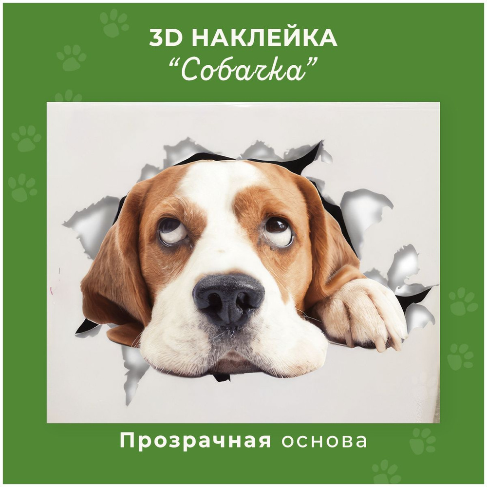 Наклейка интерьерная, 3Д наклейка, стикер на стену Собака 20*30см ArtNak  #1