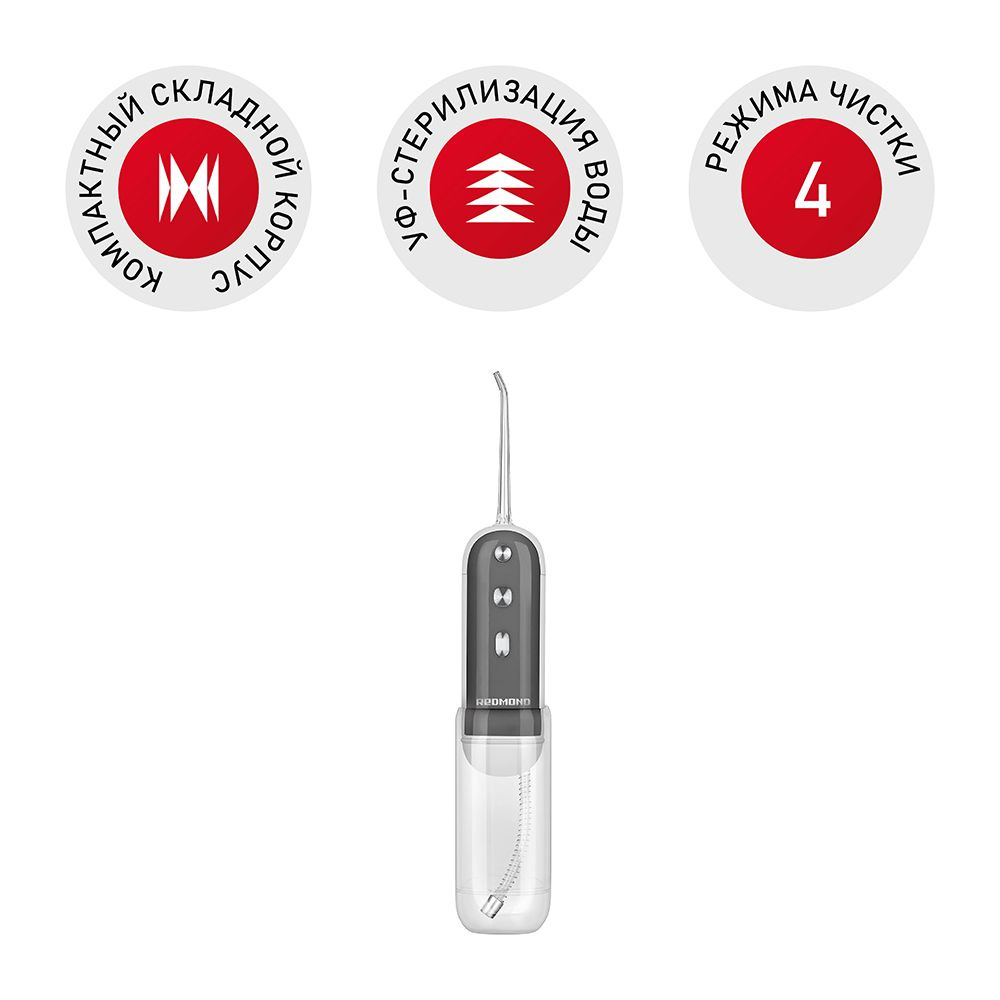 Ирригатор для полости рта портативный REDMOND YR4502, 3 насадки, 4 режима, 150мл  #1