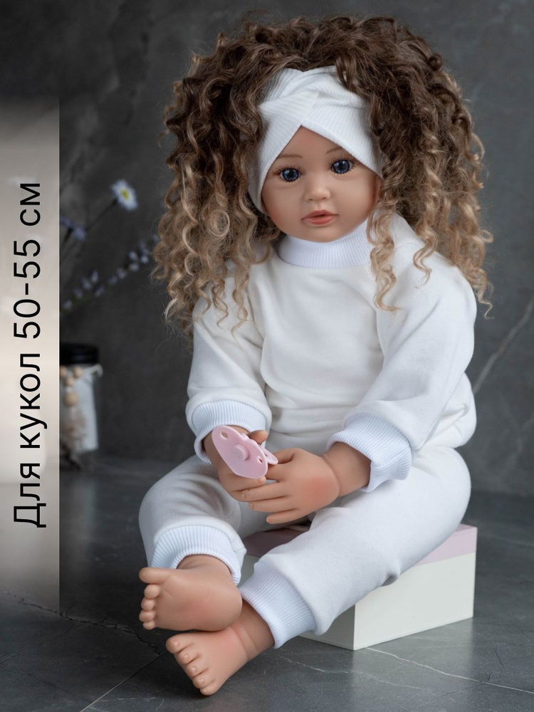 Одежда для куклы Реборн (Reborn) 55см , Rich Line Home Decor, X-44/Белый-с-повязкой  #1