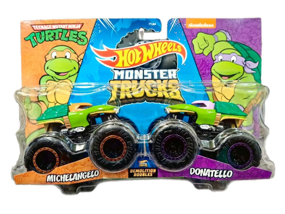 Машинка Хот Вилс монстр трак / Hot Wheels Monster Trucks Michelangelo vs Donatello HNX31 FYJ64  #1