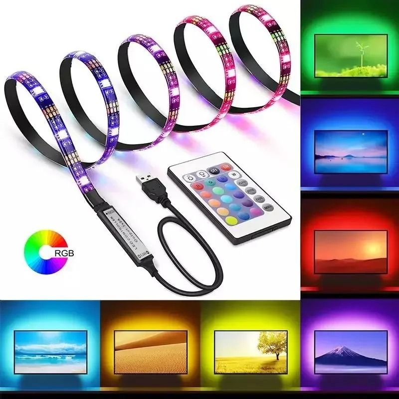 Комплект светодиодной ленты для телевизора и ПК / интерьерная LED RGB подсветка с пультом / Набор динамической #1