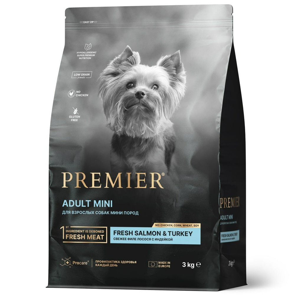 Сухой корм Premier Dog Salmon&Turkey ADULT Mini для взрослых собак мелких пород, с лососем и индейкой, #1