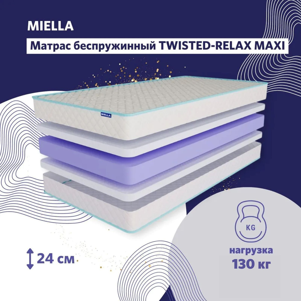 Матрас MIELLA Twisted-Relax Maxi, беспружинный, анатомический,140х200 см.  #1
