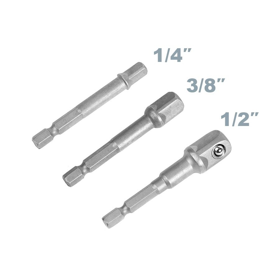 Набор адаптеров переходников для шуруповерта под торцевые головки 1/4, 3/8, 1/2 3 предмета AIST 10211003 #1