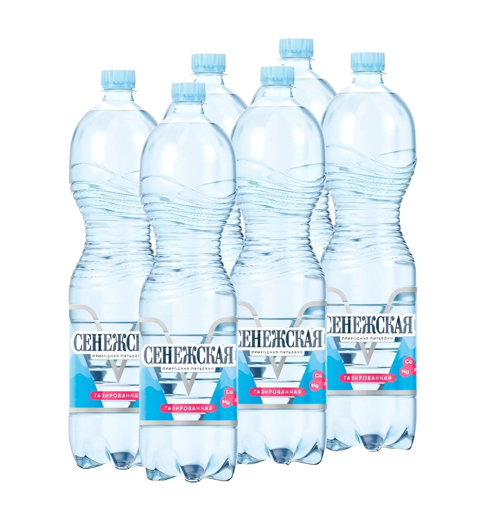 Вода минеральная, природная Сенежская, 1,5 л х 6 бутылок, газированная, пэт  #1